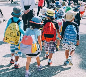 children walking to school.