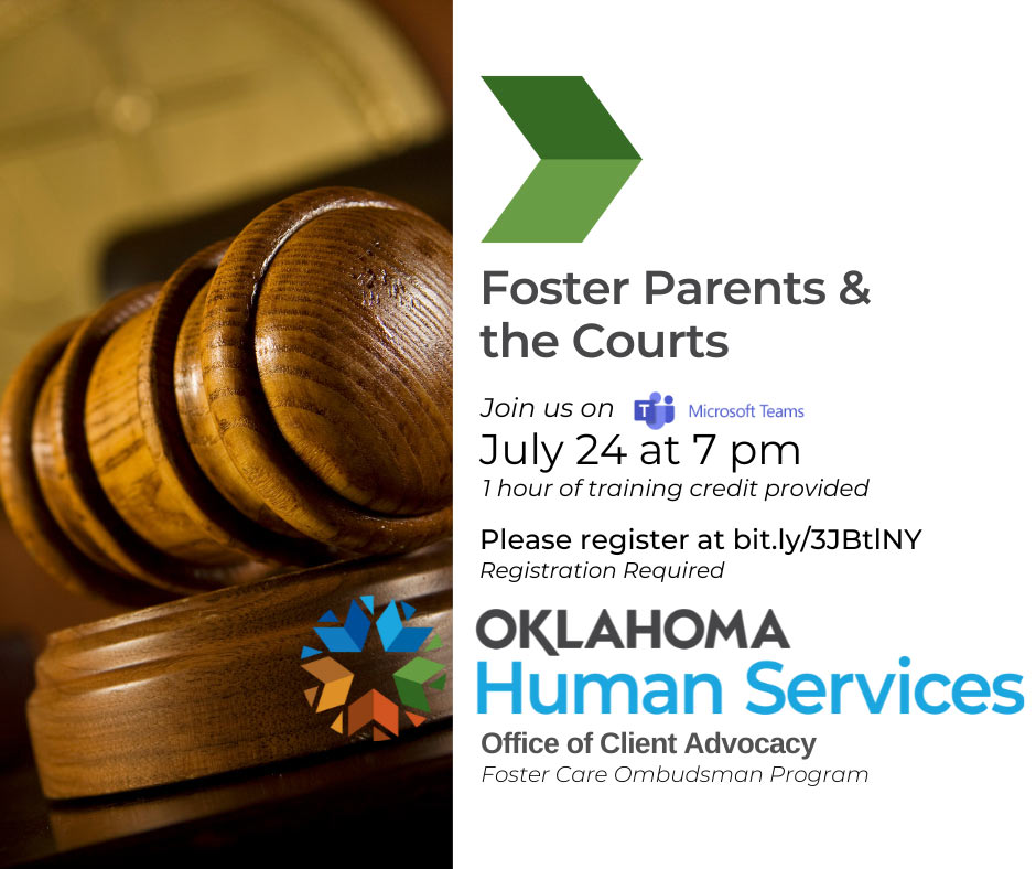 Microsoft Teams Training Session – Foster Parents and the Courts – July  24th - Oklahoma Fosters