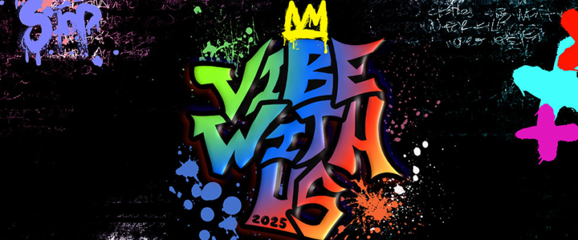 Intro to OKSA: Vibe With Us in colorful graffiti font