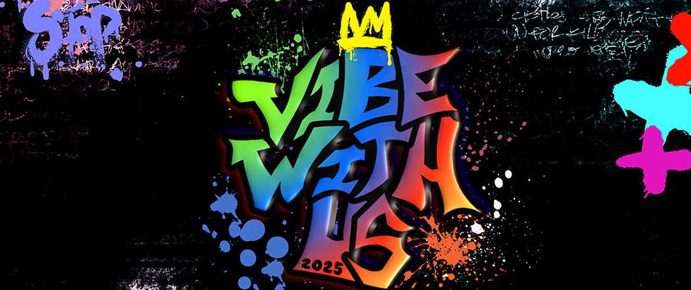 Intro to OKSA: Vibe With Us in colorful graffiti font