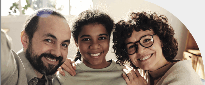A family of three people