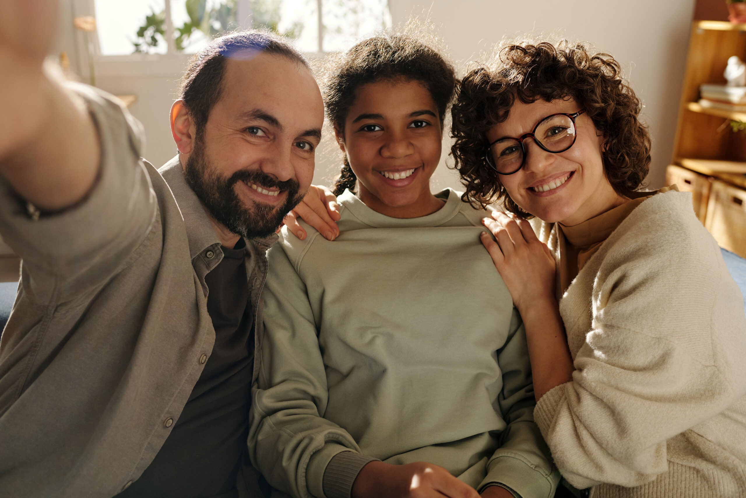A foster family spending time together