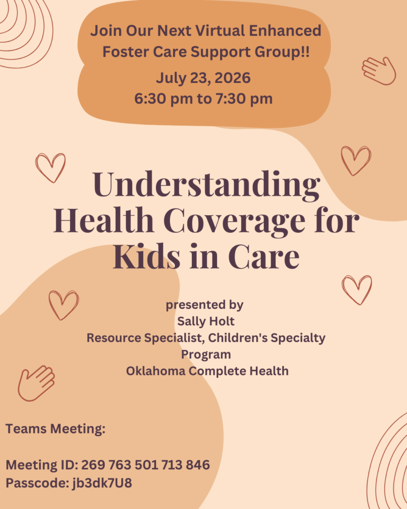 Support group flyer containing all the information in the post